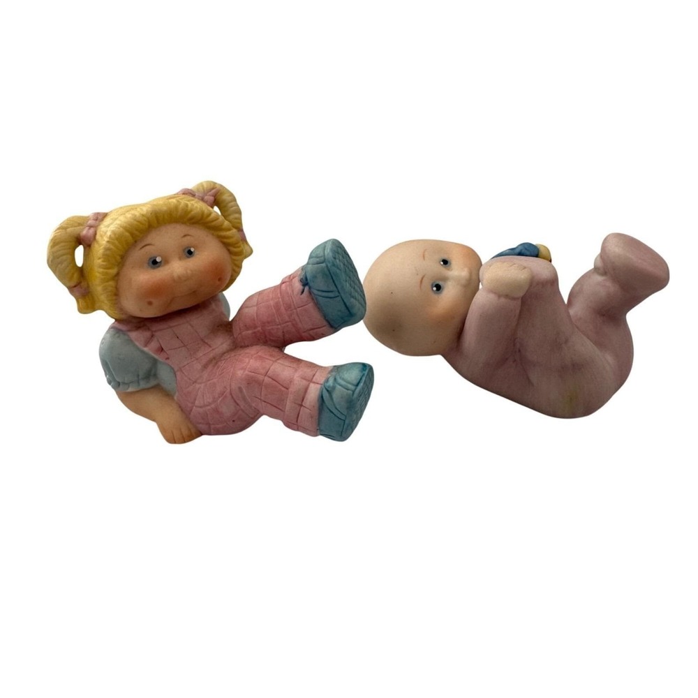 Vintage 1984 Cabbage Patch Girl Baby Retro Figurine Set Porcelain OAA Inc 84th‎